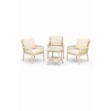 Çavdar Group Oslo Raddan 1+1+1 Bistro Set Minderli 3 Kişilik Raddan Oturma Grubu Bahçe Balkon Teras Set