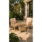 Çavdar Group Small Raddan 1+1 Bistro Set Minderli 2 Kişilik Raddan Oturma Grubu Camlı Sehpa Bahçe Balkon Teras Set - Cappuccino