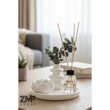 Cavelle Hediyelik Tepside Twist Vazo Bebek Pudrası Kokulu Lotus Mum ve Oda Kokusu - Beyaz