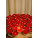 Cavelle Kırmızı Tealight 50LI Mum Parti, Sevgililer Günü ve Özel Günler Için Uygun 3 Saat Yanar 35MM Çap - 50 Adet
