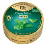 Cavendish & Harvey Clear Mint Drops, Doğal Ökaliptüs Yağlı Nane Aromalı Sert Şeker, Metal Kutu, 200 g
