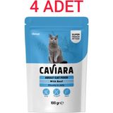 Caviara Pouch Jöle Içinde Et Parçacıklı Dana Etli Yetişkin Kedi Pouch Yaş Mama 100 Grx4 - 4 adet