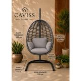 Caviss Home Cavıss Home Elite Örgü Armut Salıncak -Fındık Salıncak– Minderli | Bahçe, Balkon ve Teras Için Premium Salıncak Koltuk Özel Seri - Gri