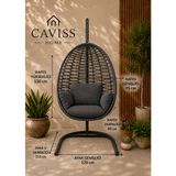 Caviss Home Cavıss Home Elite Örgü Armut Salıncak -Fındık Salıncak– Minderli | Bahçe, Balkon ve Teras Için Premium Salıncak Koltuk Özel Seri - Siyah