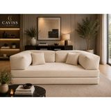Caviss Home Cavıss Home Nova Lounge Modüler Yer Koltuğu | Fitilli Kumaş | Yüksek Yoğunluklu Sünger | Geniş Oturum | Modern Tasarım - Krem - 100 x 200