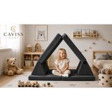 Caviss Home Luna Modüler Funkids Çocuk Oyun Koltuğu, Modüler Katlanır Yatak ve Oyun Minderi Seti, Süngerli Güvenli Çocuk Kanepe - Antrasit