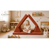 Caviss Home Luna Modüler Funkids Çocuk Oyun Koltuğu, Modüler Katlanır Yatak ve Oyun Minderi Seti, Süngerli Güvenli Çocuk Kanepe - Kiremit