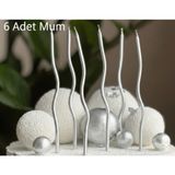 Çavuş E-Ticaret Kıvrımlı Kıvrık Gold Altın Ince Uzun Mum (6 Adet) | Pasta Üstü Zarafet - Gümüş