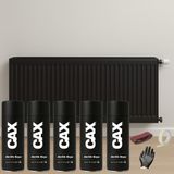 CAXCOLORS 5 Adet Isıya Dayanıklı Petek-Kalorifer-Radyatör-Klima Vernikli Sprey Boya Seti 400 ml - MAT SİYAH