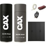 CAXCOLORS Ahşap&lake Dolap Boyası Özel Yapım Akrilik Sprey Boya 400 ml + Çizik Astarı - MAT SİYAH