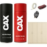 CAXCOLORS Ahşap&lake Dolap Boyası Özel Yapım Akrilik Sprey Boya 400 ml + Parlaklık Verniği - KREM