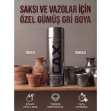 CAXCOLORS Akrilik Sprey Boya 400ML - Saksı ve Vazolar Için Hızlı Kuruyan Hobi Boyası - Gümüş gri