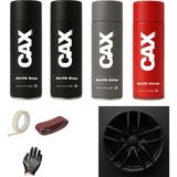 CAXCOLORS Araba Jant Sprey Akrilik Özel Yapım Sprey Boya Seti 400 ml (2 Adet Boya-1 Adet Vernik-1 Adet Astar) - MAT SİYAH