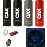 CAXCOLORS Araba Jant Sprey Akrilik Özel Yapım Sprey Boya Seti 400 ml (2 Adet Boya-1 Adet Vernik-1 Adet Astar) - MAVİ