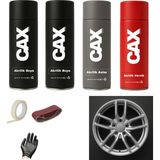 CAXCOLORS Araba Jant Sprey Akrilik Özel Yapım Sprey Boya Seti 400 ml (2 Adet Boya-1 Adet Vernik-1 Adet Astar) - METALİK GÜMÜŞ