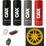 CAXCOLORS Araba Jant Sprey Akrilik Özel Yapım Sprey Boya Seti 400 ml (2 Adet Boya-1 Adet Vernik-1 Adet Astar) - SARI
