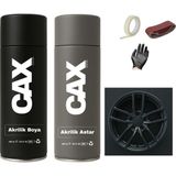 CAXCOLORS Araba Jant Sprey Endüstriyel Akrilik Özel Yapım Sprey Boya Seti 400 ml + Akrilik Astar - GUN METAL