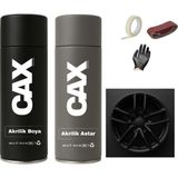 CAXCOLORS Araba Jant Sprey Endüstriyel Akrilik Özel Yapım Sprey Boya Seti 400 ml + Akrilik Astar - MAT SİYAH