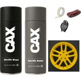 CAXCOLORS Araba Jant Sprey Endüstriyel Akrilik Özel Yapım Sprey Boya Seti 400 ml + Akrilik Astar - SARI