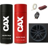 CAXCOLORS Araba Jant Sprey Endüstriyel Akrilik Özel Yapım Sprey Boya Seti 400 ml + Akrilik Vernik - ANTRASİT