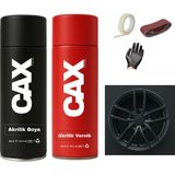 CAXCOLORS Araba Jant Sprey Endüstriyel Akrilik Özel Yapım Sprey Boya Seti 400 ml + Akrilik Vernik - GUN METAL