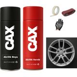 CAXCOLORS Araba Jant Sprey Endüstriyel Akrilik Özel Yapım Sprey Boya Seti 400 ml + Akrilik Vernik - METALİK GRİ