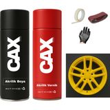 CAXCOLORS Araba Jant Sprey Endüstriyel Akrilik Özel Yapım Sprey Boya Seti 400 ml + Akrilik Vernik - SARI