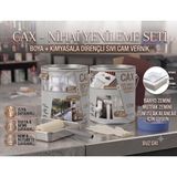 CAXCOLORS Cax 1 Litre Islak Alan Fayans Mutfak Zemin Boyası ve Kimyasala Dirençli Sıvı Cam Vernik Seti - Buz Gri