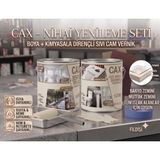 CAXCOLORS Cax 1 Litre Islak Alan Fayans Mutfak Zemin Boyası ve Kimyasala Dirençli Sıvı Cam Vernik Seti - Fildişi