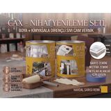 CAXCOLORS Cax 1 Litre Islak Alan Fayans Mutfak Zemin Boyası ve Kimyasala Dirençli Sıvı Cam Vernik Seti - Hardal Sarı