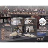 CAXCOLORS Cax 1 Litre Islak Alan Fayans Mutfak Zemin Boyası ve Kimyasala Dirençli Sıvı Cam Vernik Seti - Koyu Gri