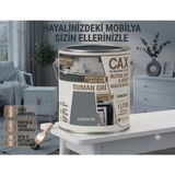 CAXCOLORS Cax 1 Litre Komodin ve Gardırop Boyası - Çok Amaçlı Dolap, Gardrop ve Ahşap Mobilya Boyası (Kendinden Vernikli) - Duman Gri