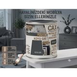 CAXCOLORS Cax 1 Litre Komodin ve Gardırop Boyası - Çok Amaçlı Dolap, Gardrop ve Ahşap Mobilya Boyası (Kendinden Vernikli) - Koyu Gri