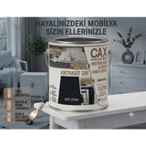 CAXCOLORS Cax 1 Litre Komodin ve Gardırop Boyası - Çok Amaçlı Dolap, Gardrop ve Ahşap Mobilya Boyası (Kendinden Vernikli) - Mat Siyah