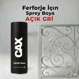CAXCOLORS Cax Akrilik Sprey Boya 400ML - Ferforje, Metal ve Mobilya Yenileme Boyası - (Hızlı Kuruyan) - Açık Gri