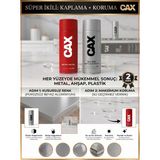 CAXCOLORS Cax Akrilik Sprey Boya ve Vernik Seti 400 ml - Metal Ahşap Plastik Için Çiftli Kaplama Koruma - RAL 9006 (Beyaz Alüminyum)