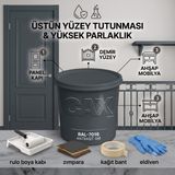 CAXCOLORS Cax Colors Parlak Boya 1 L - Panel Kapı, Demir ve Ahşap Boyası (Yüksek Tutunma & Üstün Parlaklık) 5'li Hediye Set - Antrasit gri
