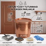 CAXCOLORS Cax Colors Parlak Boya 1 L - Panel Kapı, Demir ve Ahşap Boyası (Yüksek Tutunma & Üstün Parlaklık) 5'li Hediye Set - bakır