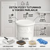 CAXCOLORS Cax Colors Parlak Boya 1 L - Panel Kapı, Demir ve Ahşap Boyası (Yüksek Tutunma & Üstün Parlaklık) 5'li Hediye Set - Beyaz