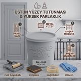 CAXCOLORS Cax Colors Parlak Boya 1 L - Panel Kapı, Demir ve Ahşap Boyası (Yüksek Tutunma & Üstün Parlaklık) 5'li Hediye Set - Gri