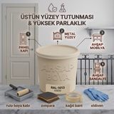 CAXCOLORS Cax Colors Parlak Boya 1 L - Panel Kapı, Demir ve Ahşap Boyası (Yüksek Tutunma & Üstün Parlaklık) 5'li Hediye Set - Krem