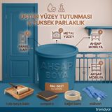 CAXCOLORS Cax Colors Parlak Boya 1 L - Panel Kapı, Demir ve Ahşap Boyası (Yüksek Tutunma & Üstün Parlaklık) 5'li Hediye Set - Mavi