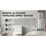 CAXCOLORS Cax Vernikli Suya Dayanıklı Banyo Fayans Klozet Yenileme Sprey Boyası 400 ml + Maskeleme Bandı Hediyeli - Gri