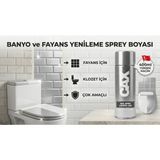 CAXCOLORS Cax Vernikli Suya Dayanıklı Banyo Fayans Klozet Yenileme Sprey Boyası 400 ml + Maskeleme Bandı Hediyeli - Gümüş