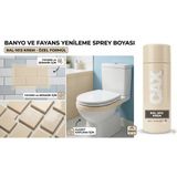 CAXCOLORS Cax Vernikli Suya Dayanıklı Banyo Fayans Klozet Yenileme Sprey Boyası 400 ml + Maskeleme Bandı Hediyeli - Krem