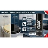 CAXCOLORS Cax Vernikli Suya Dayanıklı Banyo Fayans Klozet Yenileme Sprey Boyası 400 ml + Maskeleme Bandı Hediyeli - parlak siyah