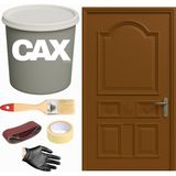 CAXCOLORS Demir & Metal Vernikli Panel Kapı Akrilik Boya Seti 1 Litre + Fırça + Zımpara + Bant + Eldiven - AÇIK KAHVE