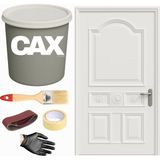 CAXCOLORS Demir & Metal Vernikli Panel Kapı Akrilik Boya Seti 1 Litre + Fırça + Zımpara + Bant + Eldiven - MAT BEYAZ