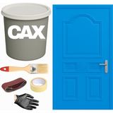 CAXCOLORS Demir & Metal Vernikli Panel Kapı Akrilik Boya Seti 1 Litre + Fırça + Zımpara + Bant + Eldiven - MAVİ