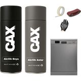 CAXCOLORS Inox Beyaz Eşya Dönüşüm Sprey Boya 400 ml Sıvıya Dayanıklı (Buzdolabı-Çamaşır Makinesi-Klima Vb) - ASTARLI İNOX